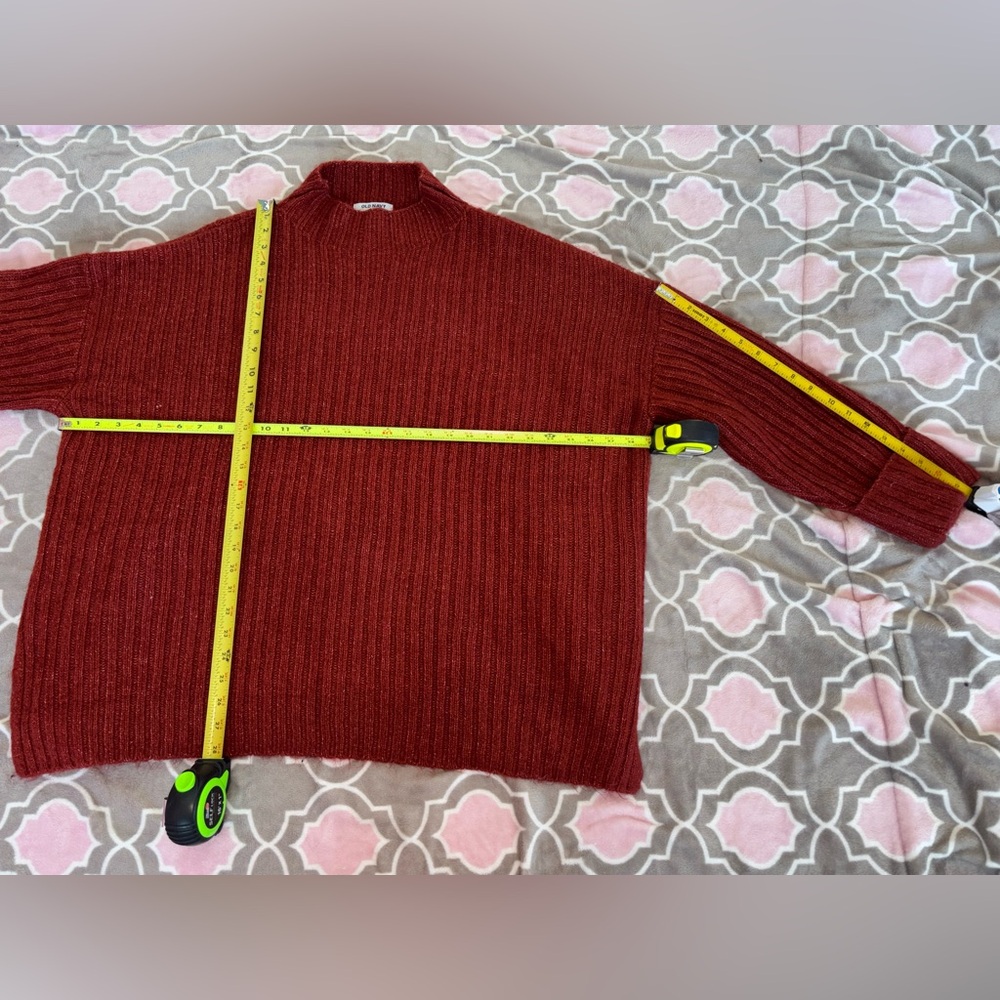 Old Navy Women's 2X Rust Cowl Neck Ribbed Mock Neck Sweater Tunic - Picture 4 of 7